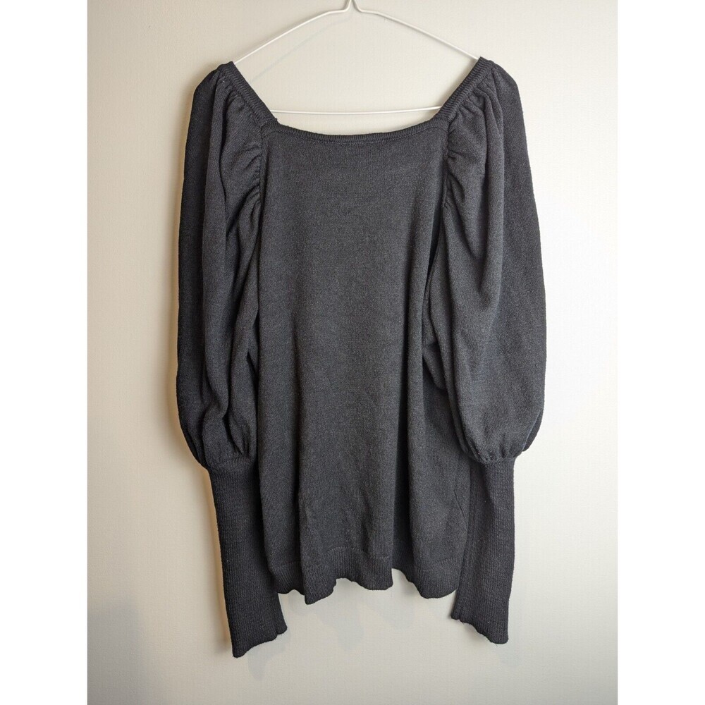 Eloquii Square Neck Slim Sleeve Puff Shoulder Sweater 18/20 Black‎ Knit Elegant - Picture 4 of 8